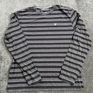 Zoo York Men's Size XL T-Shirt Black Grey Stripe Crewneck Long Sleeve Tee Logo